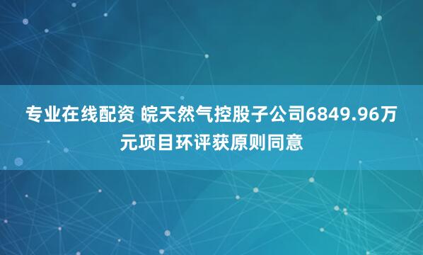 专业在线配资 皖天然气控股子公司6849.96万元项目环评获原则同意