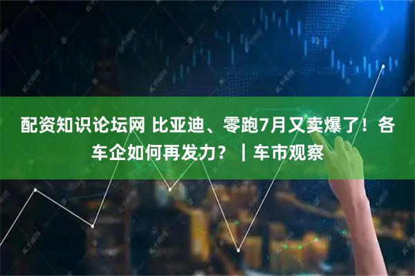 配资知识论坛网 比亚迪、零跑7月又卖爆了！各车企如何再发力？｜车市观察